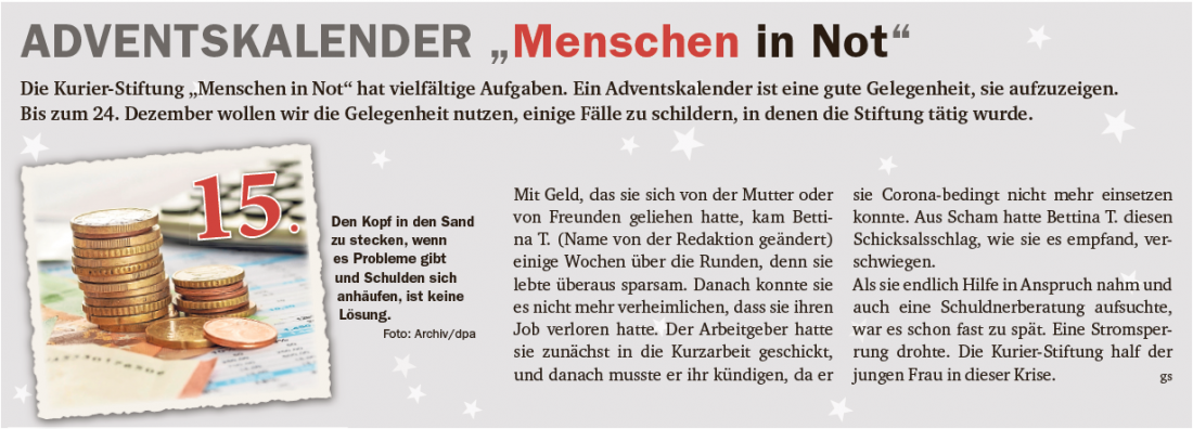 Kurier Stiftung Menschen in Not - Adventskalender